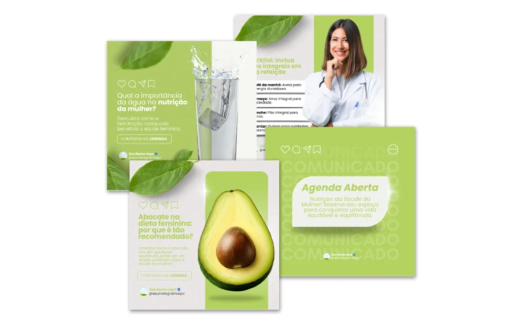 artes prontas para clinica de nutrição pack nutricionista