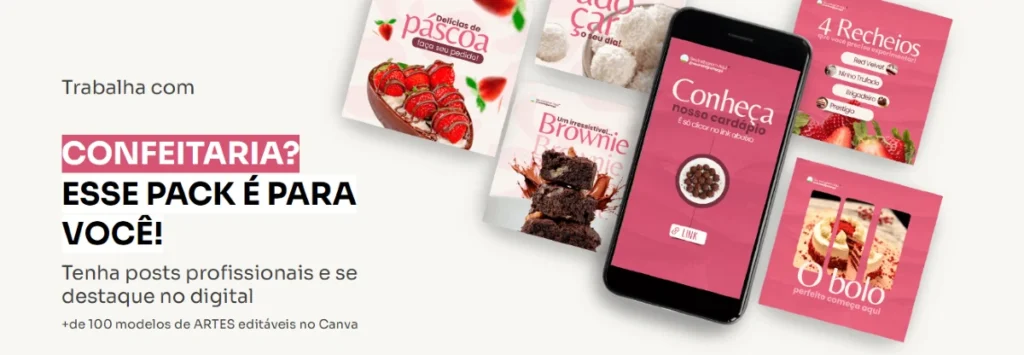canva confeitaria pack de artes prontas para o instagram