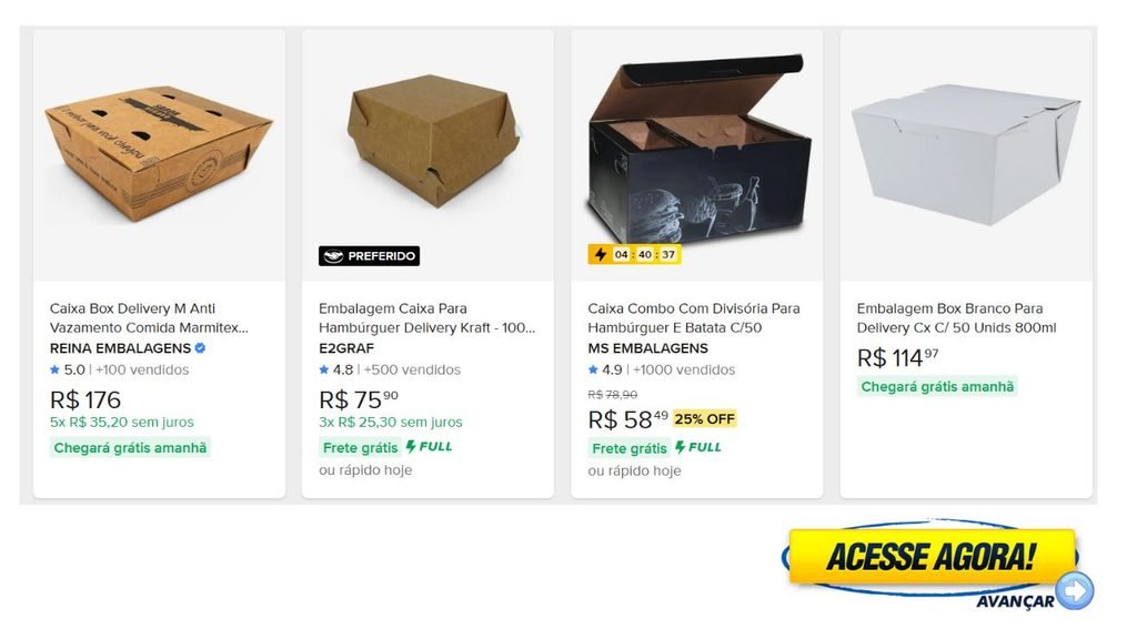 embalagens personalizadas para delivery