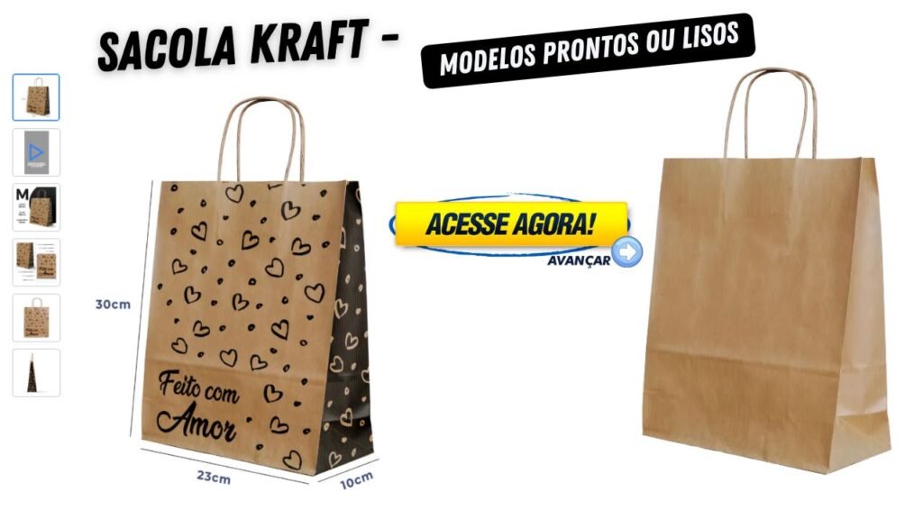 sacola kraft lisa ou estampada para comercio