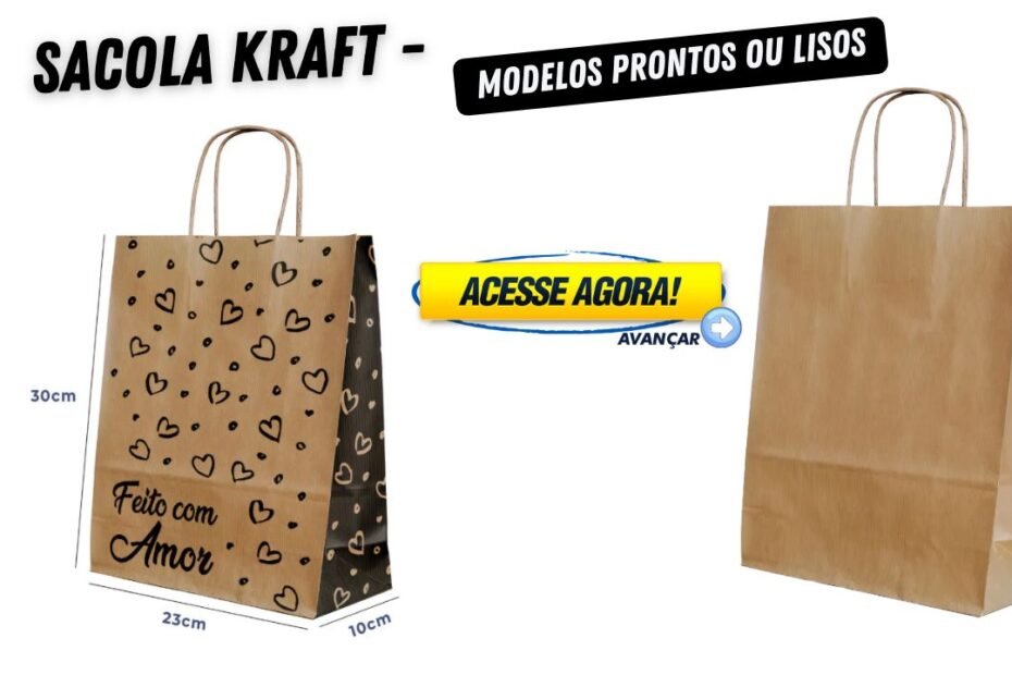 sacola kraft lisa ou estampada para comercio