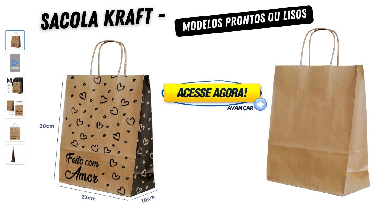 sacola kraft lisa ou estampada para comercio